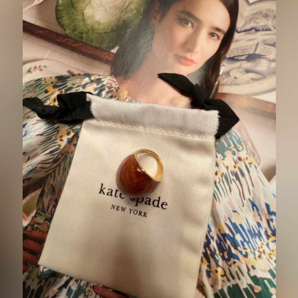 NWOT Kate Spade Resin Mood Brown Stone Ring